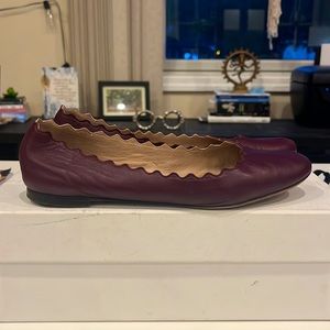 Chloe Maroon Lauren Ballerina Flat Sz 36